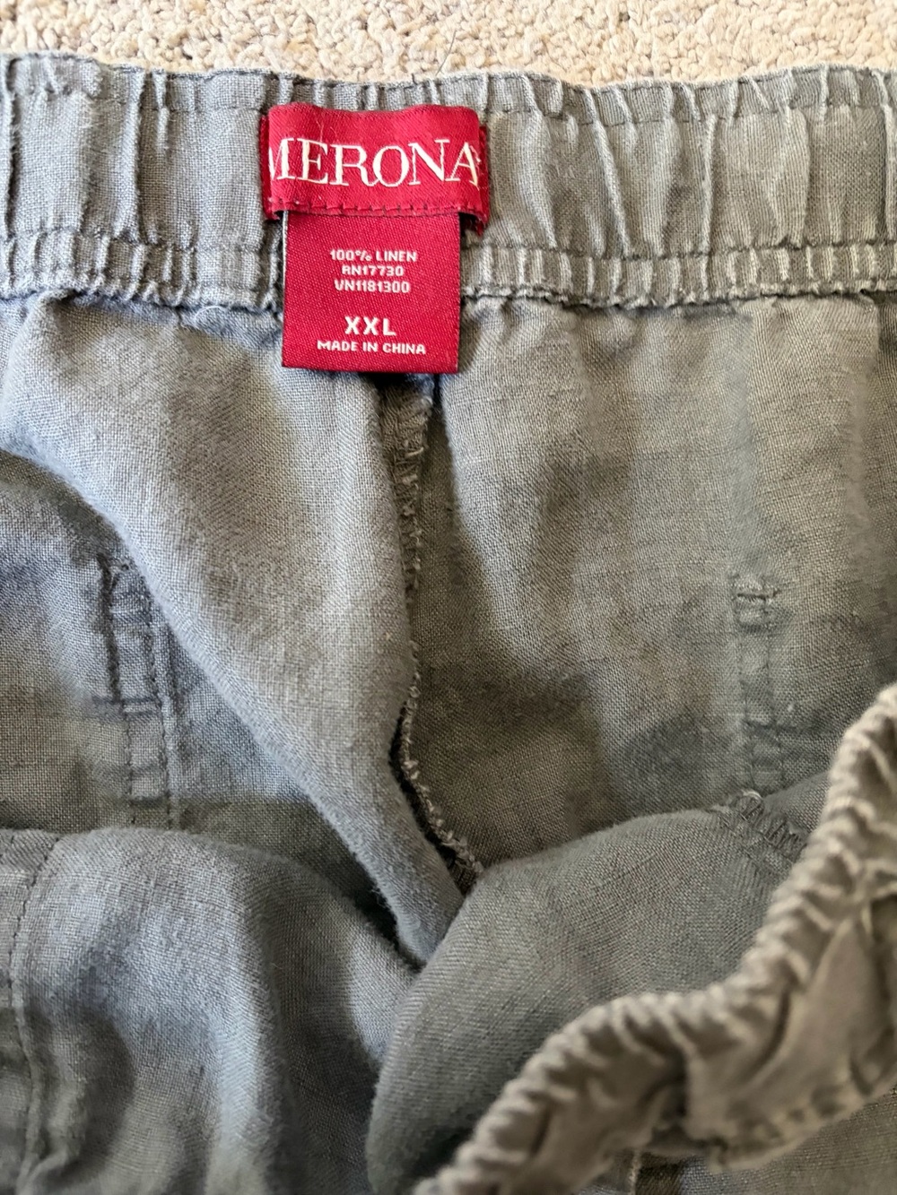 Gray Linen Drawstring Capris - Picture 3 of 4